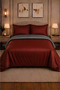 100% Cotton Satin Double-Sided Use Burgundy Gray Double Duvet Cover Set (83 Thread-125 Gsm) - 2