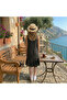 Women's Black Polka dot Sleeveless Dress - 2