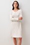 Long Sleeve Buttoned Patterned Lycra Viscose Short Nightgown - 4
