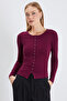Ribbed Slim Fit Blouse with Snap Front - 6