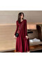Women's Red A-line Midi Dress