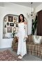 Women's White Lace Strap Heart Neckline Waist Ruffle Fitted Midi Dress - 6
