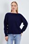 Crew Neck Knit Sweater with Bow Detail on the Back - 4