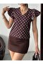 Women's White Polka Dot V-Neck Ruffle Sleeve Slim Fit Satin Blouse - 2