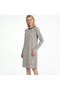 Women's Gray Round neck Long sleeve Midi Dress - 3