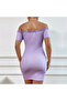 Women's Off-shoulder Short sleeve Dress - 5