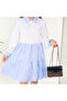 Women's White Blue Plaid Dress - 7