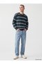 Vizyon New Season Petrol Striped Men's Knitwear Sweater - 2