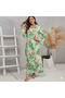 Women's Green Floral Standing collar Maxi Dress