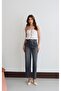 Women's Anthracite Jean Trousers High Waist Belted Balloon Fit 5 Pockets - 5