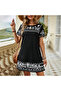 Women's Black Embroidered Dress - 5