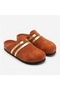 Mc401-Sue London Genuine Suede Leather Modular Velcro Striped Unisex Orthopedic Cork Sole Sabo Slippers - 6