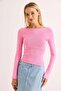 Wide Collar Comfortable Long Sleeve Blouse Pink - 3