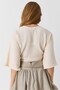 Front Tie Bat Sleeve Women's Blouse Cream - 4