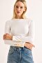 Women's Stylish Blouse with Button Detail on Sleeves, White