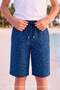 Wave Patterned Navy Blue Boys' Pool and Sea Shorts 6044 - 4
