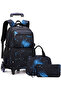 3Pcs Galaxy Boys Rolling Backpack Set with Lunch Bag Galaxy Print Kids Backpack for Boys with Wheels - 8