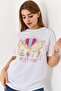 Women's crew neck printed short sleeve t-shirt white - 4