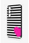 Samsung S25 Compatible Striped Heart Pattern Silicone Case - 4