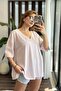 Women's V-Neck Oversize Casual Tshirt Lilac - 3