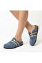 Mc401-Sue Indigo Genuine Suede Leather Modular Velcro Striped Unisex Orthopedic Cork Sole Sabo Slippers - 5