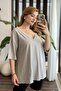 Women's V-Neck Oversize Casual Tshirt Gray - 2