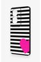 Oppo Reno 11F Compatible Striped Heart Pattern Silicone Case - 4