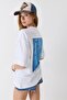 Women's White Crew Neck Tshirt with Back Print White - 4