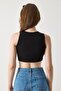 Women's Low-Cut Camisole Crop Blouse Black - 4