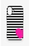 iPhone 16 Plus Compatible Striped Heart Pattern Silicone Case - 2