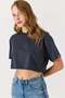 Women's Crew Neck Crop Blouse Anthracite - 4