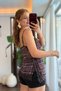 Women's V-Neck Checkered Lace Detailed Strappy Blouse Purple - 4