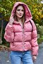 Women's Soft Inflatable Coat with Zippered Pockets in Pink - 2