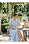 Women's Shirt Collar Buttoned Watermelon Sleeve Crepe Midi Dress