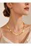 Plate Model Gold Color Brass Women's Necklace - 2