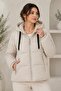 Women's Soft Puffer Coat with Zippered Pockets in Ecru