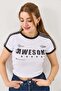 Crew Neck Printed Crop Tshirt White