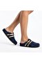 Mc401-Sue Navy Blue Genuine Suede Leather Modular Velcro Striped Unisex Orthopedic Cork Sole Sabo Slippers - 7