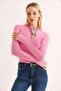 Women's Finger-Hole Long Sleeve Plain Blouse Pink - 2