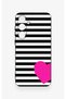 Samsung S24Fe Compatible Striped Heart Patterned Silicone Case - 2