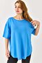 Crew Neck Oysho Basic Tshirt Blue - 2