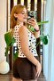 Women's Buckle Polka Dot Degaje Collar Strap Blouse Brown - 4