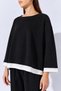 Women's Black Crew Neck Modal Sweatshirt with Single Jersey Detail at the Hem - 5