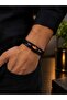Bead Detailed Fan Leather Bracelet (21 cm) - 2