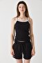 Women's Strappy Camisole Crop Blouse Black