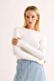 Women's Finger-Hole Long Sleeve Plain Blouse White - 2