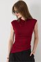 Women's Skirt Cross Fisherman Combed Cotton Stretchy Blouse Burgundy - 3