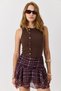Women's Camisole with Gold Button Detail and Thick Straps, Brown