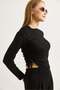 Women's Asymmetrical Blouse with Gathered Sides Black - 3