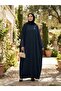 Oversized Robe Dress with Detailed Sleeves, Made from Melange Fabric, Suitable for Sizes 46-60. - 7